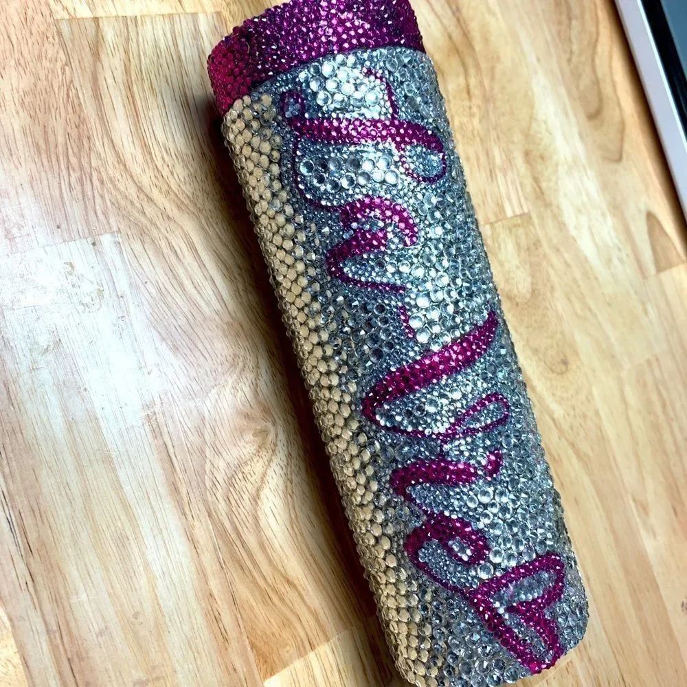 Personalized bling straw cup